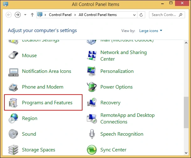programs and features