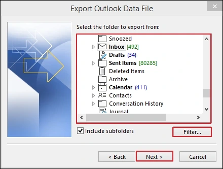 choose folder to export