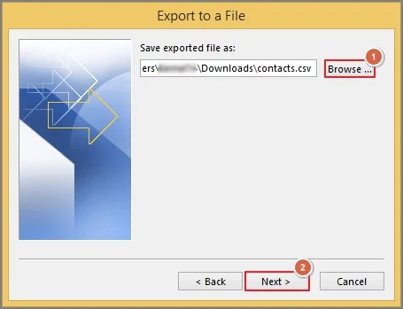 browse saving location
