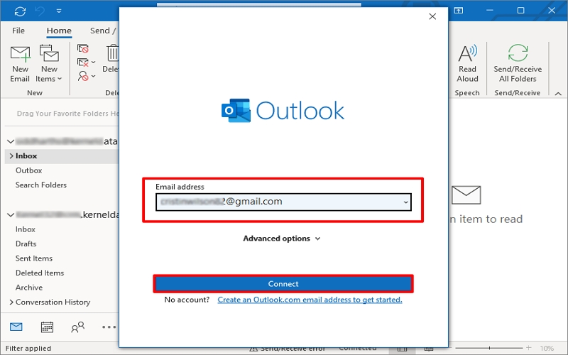 enter gmail click connect